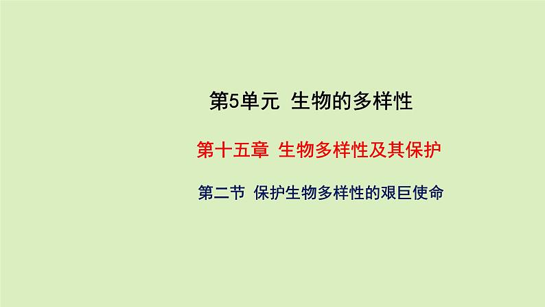 第十五章生物多样性及其保护 15.2保护生物多样性的艰巨使命 PPT课件01