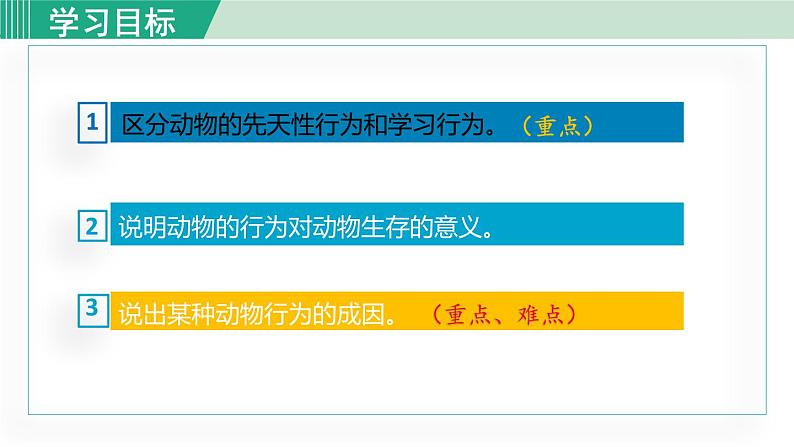 人教版八年级生物上册 第五单元 第二章 动物的运动和行为 第二节  先天性行为和学习行为 课件03