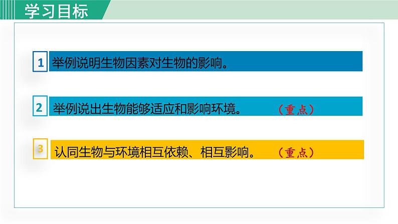 人教版七年级生物上册 第一单元 第二章 第一节 第2课时  生物因素对生物的影响及生物对环境的适应和影响 课件第3页