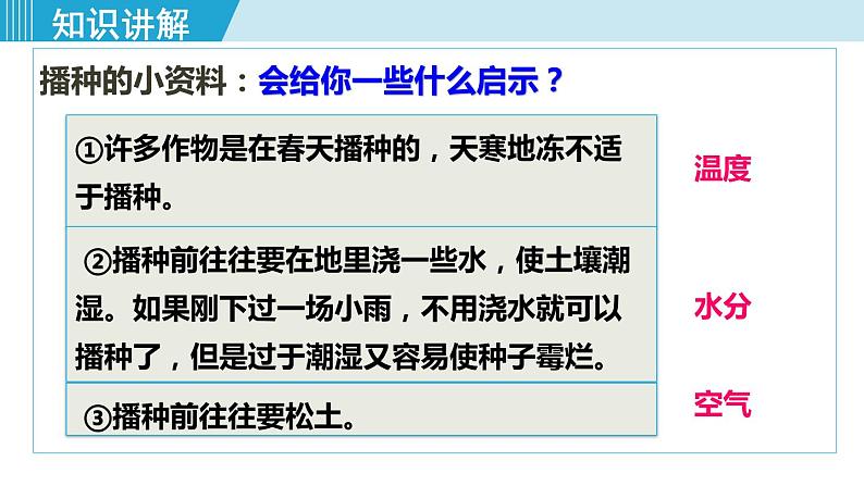 人教版七年级生物上册 第三单元 第二章 第一节第1课时 种子萌发的条件 课件第5页