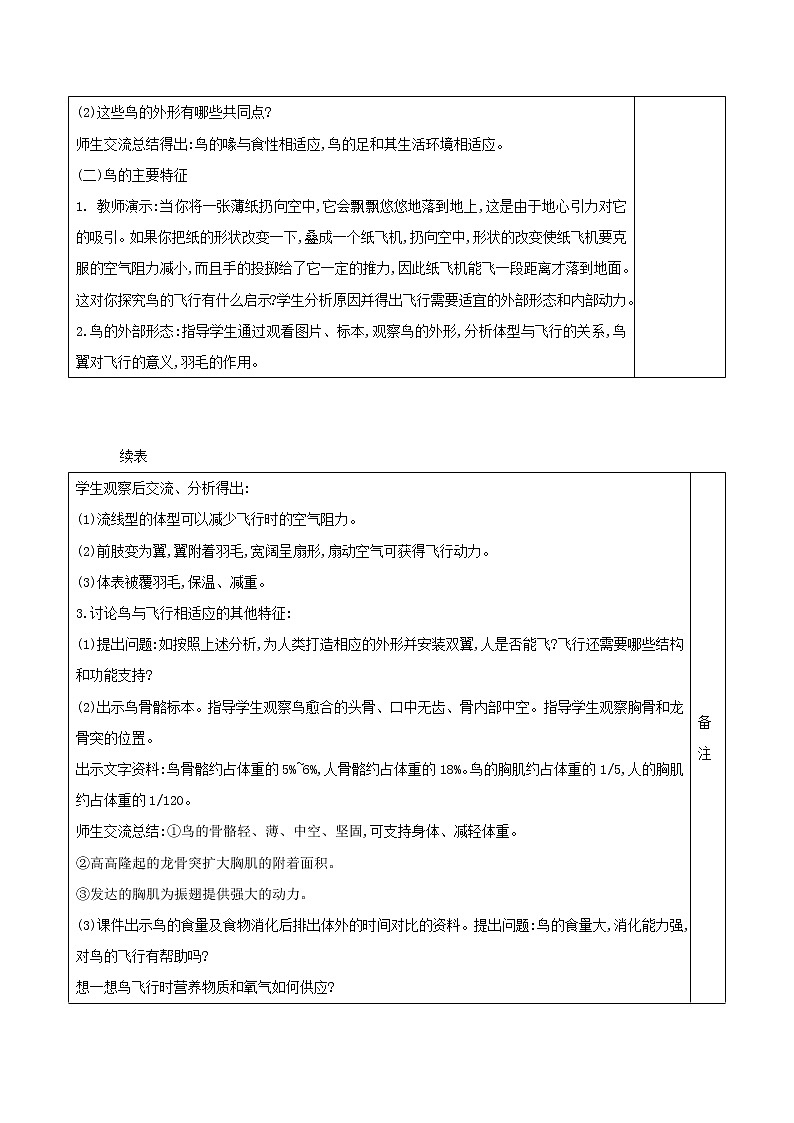 5.1.6 鸟 表格式教案02