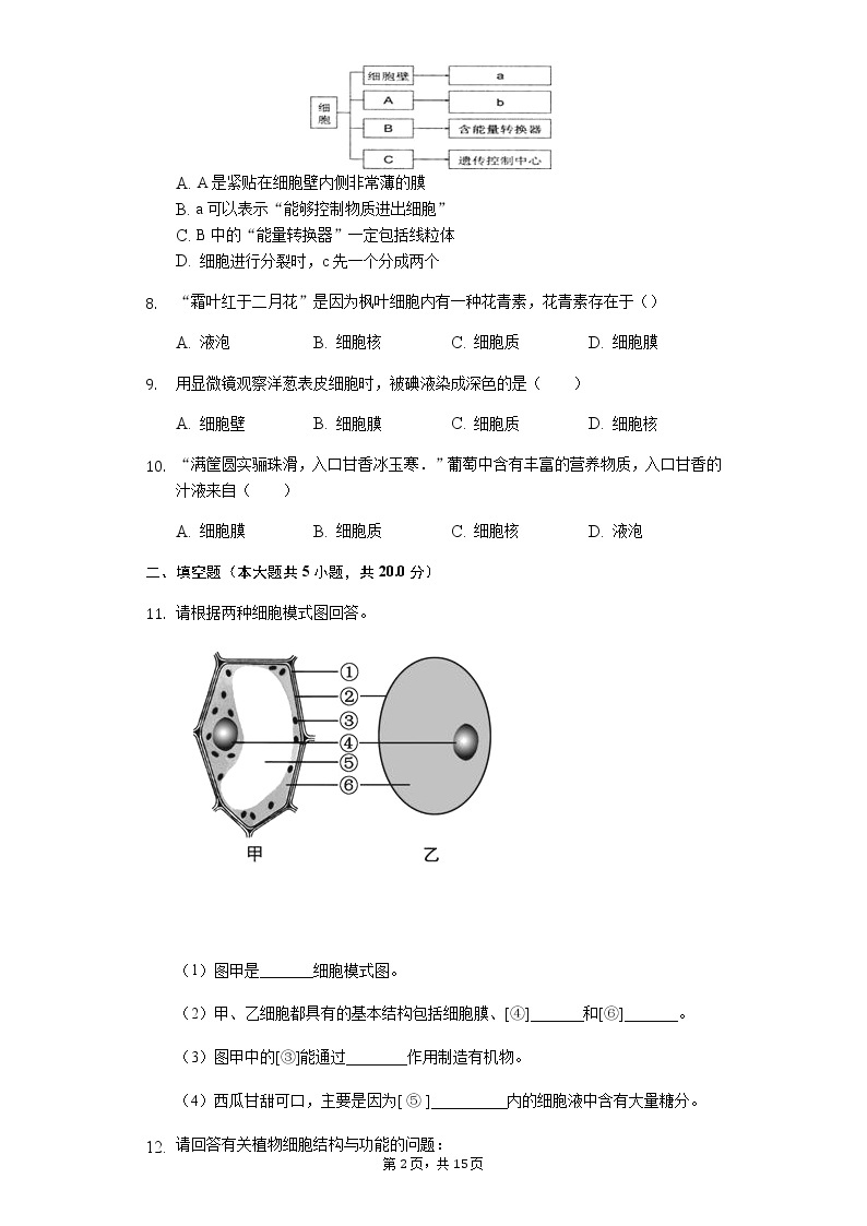 2.1.2《植物细胞》同步练习（含解析）02