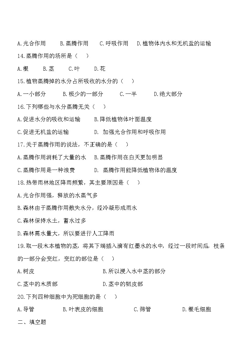 3.5绿色开花植物的生活方式同步练习第3页