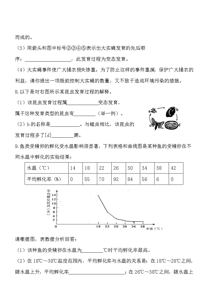6.19.2动物的生殖和发育 同步练习02