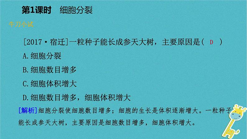 2018年七年级生物上册第二单元第三章第三节细胞的分裂与分化第1课时细胞分裂课件新版苏教版20180822369第6页