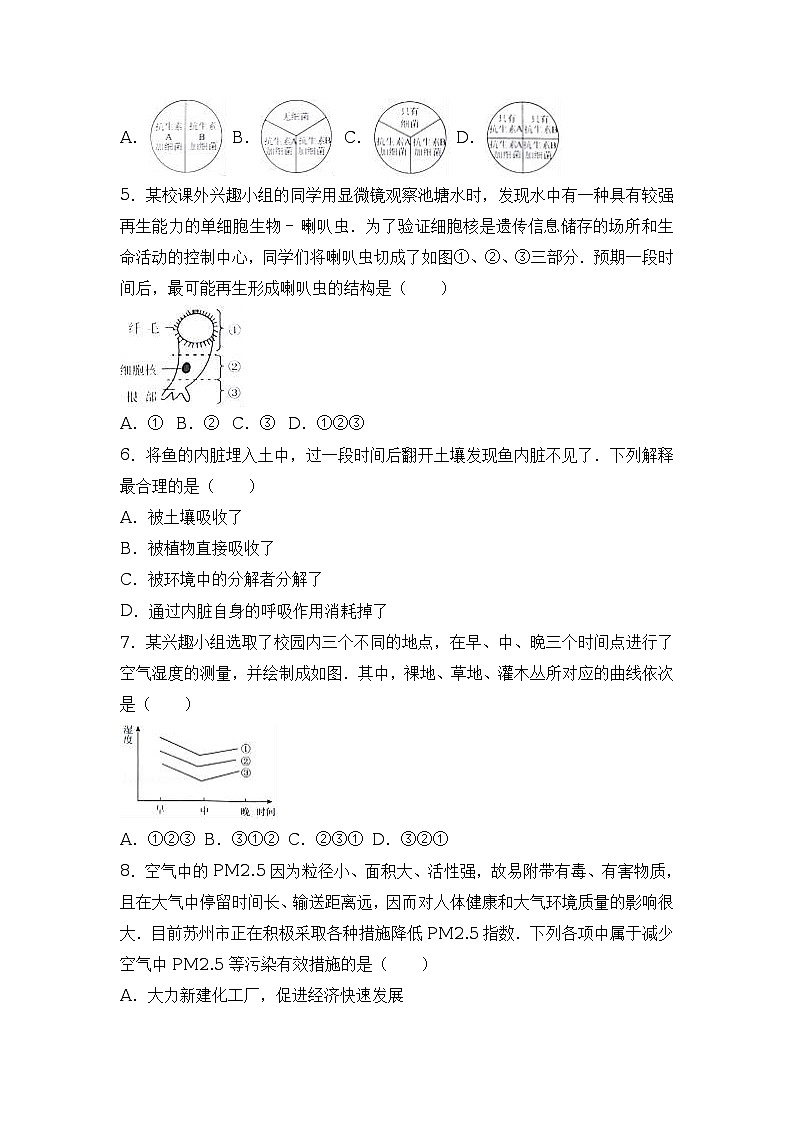 2017年江苏省苏州市中考生物试卷（解析版）02
