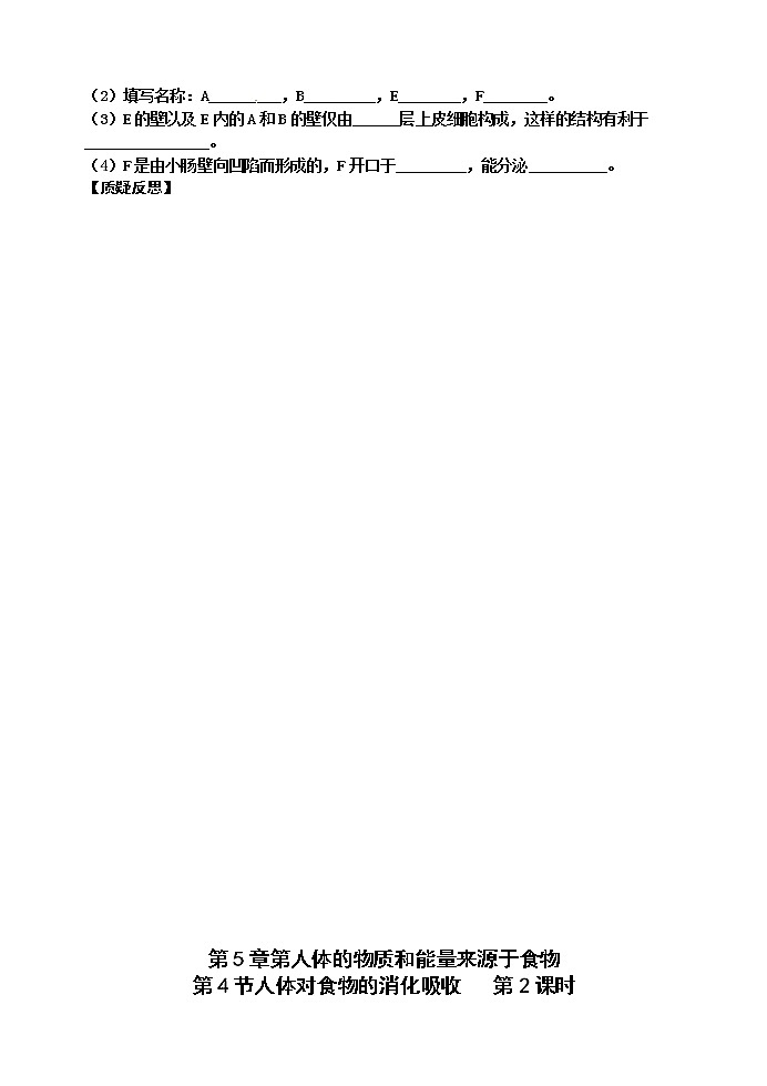苏科版七年级生物上册导学案：5.4 人体对食物的消化和吸收03
