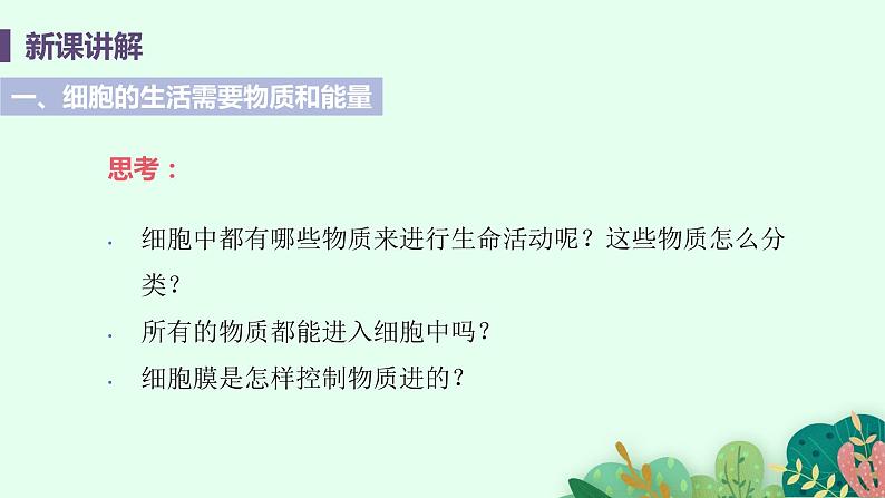 2021年初中生物人教版七年级上册  2.1.4  细胞的生活  课件第5页