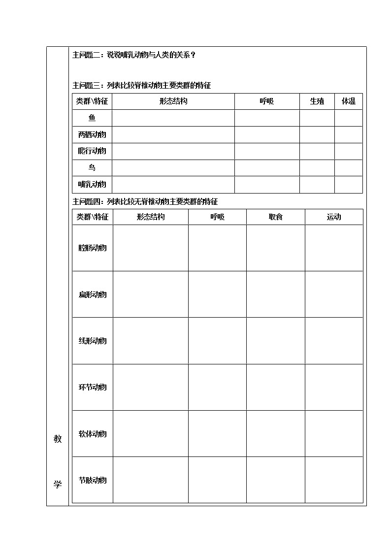 5.1.7 哺乳动物 导学案 人教版八年级生物上册02