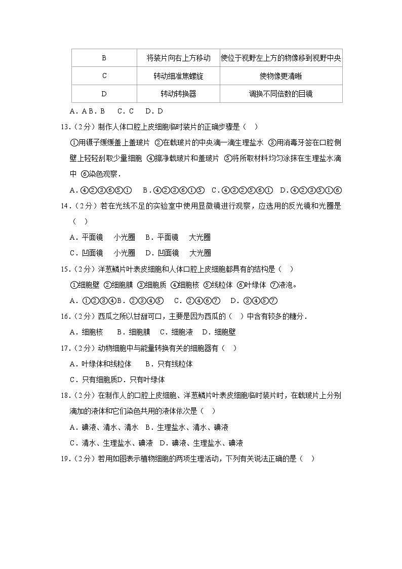 2018-2019学年福建省泉州市北峰中学七年级（上）期中生物试卷   解析版第3页