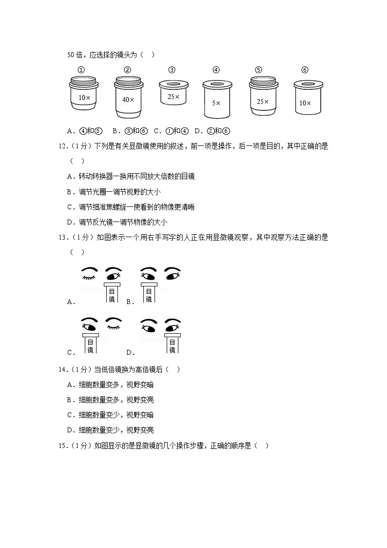 2018-2019学年广东省湛江市廉江实验学校实验班七年级（上）期中生物试卷03