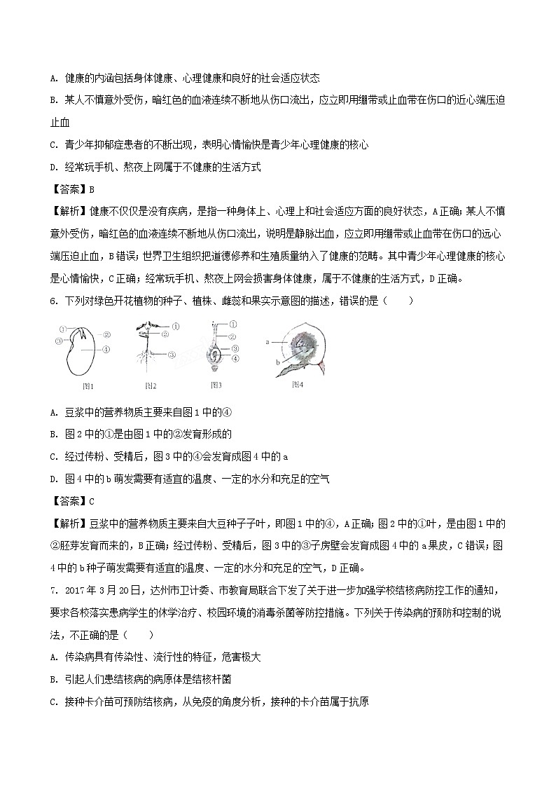 2018年四川省达州市中考生物真题试题（含解析）03