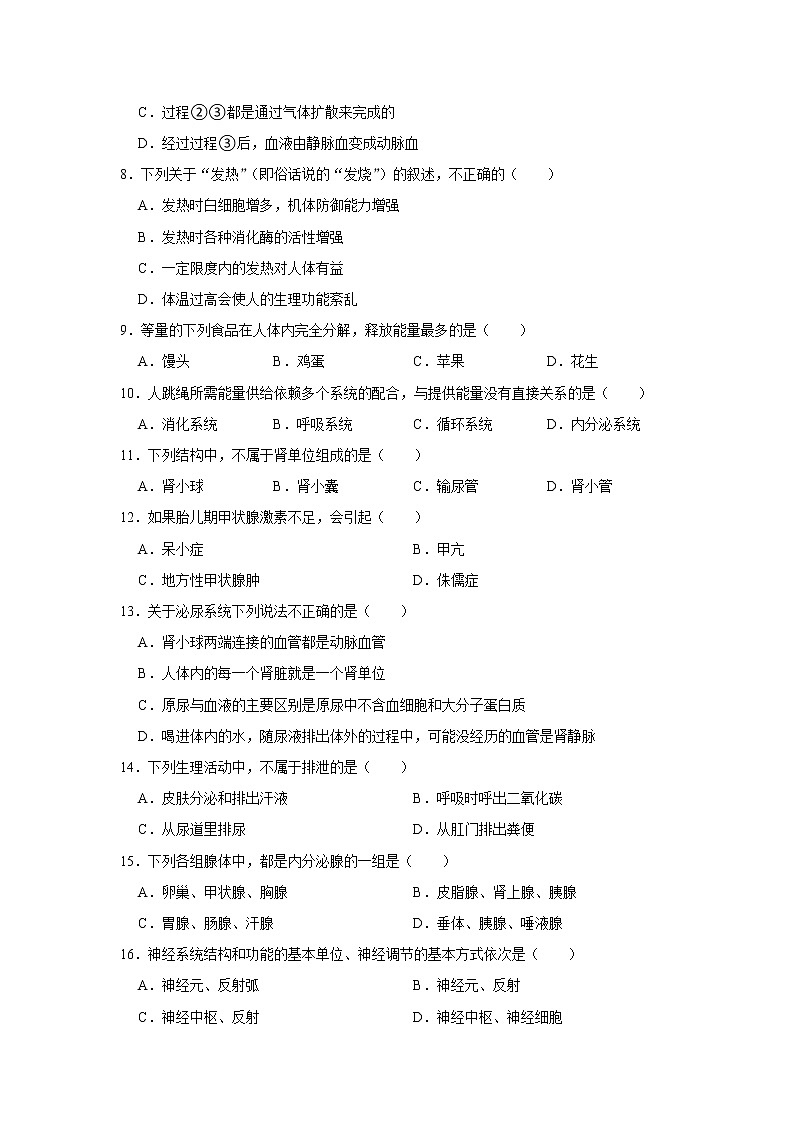 河南省洛阳市洛宁县2020-2021学年七年级下学期期末考试生物试卷（WORD版，含答案）02