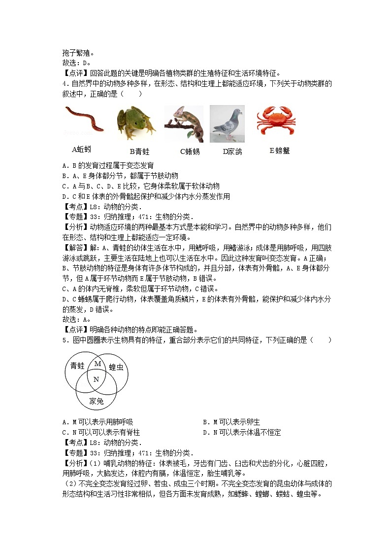 生物济南版七年级上第二单元第四章章末试卷2第2页