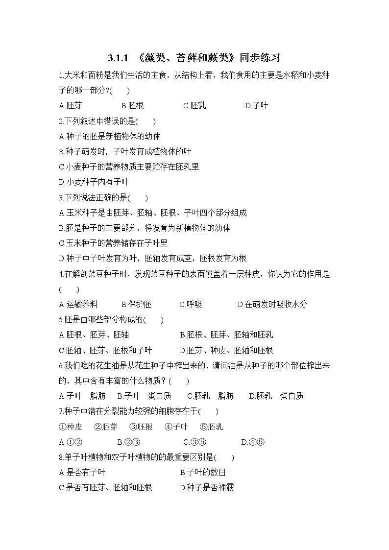 3.1.2 种子植物 第1课时 课件PPT+教案+同步练习01