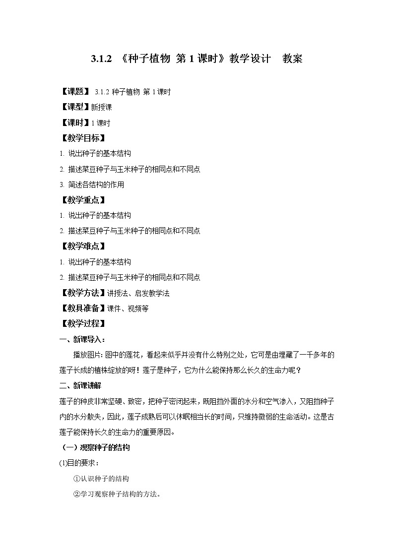 3.1.2 种子植物 第1课时 课件PPT+教案+同步练习01