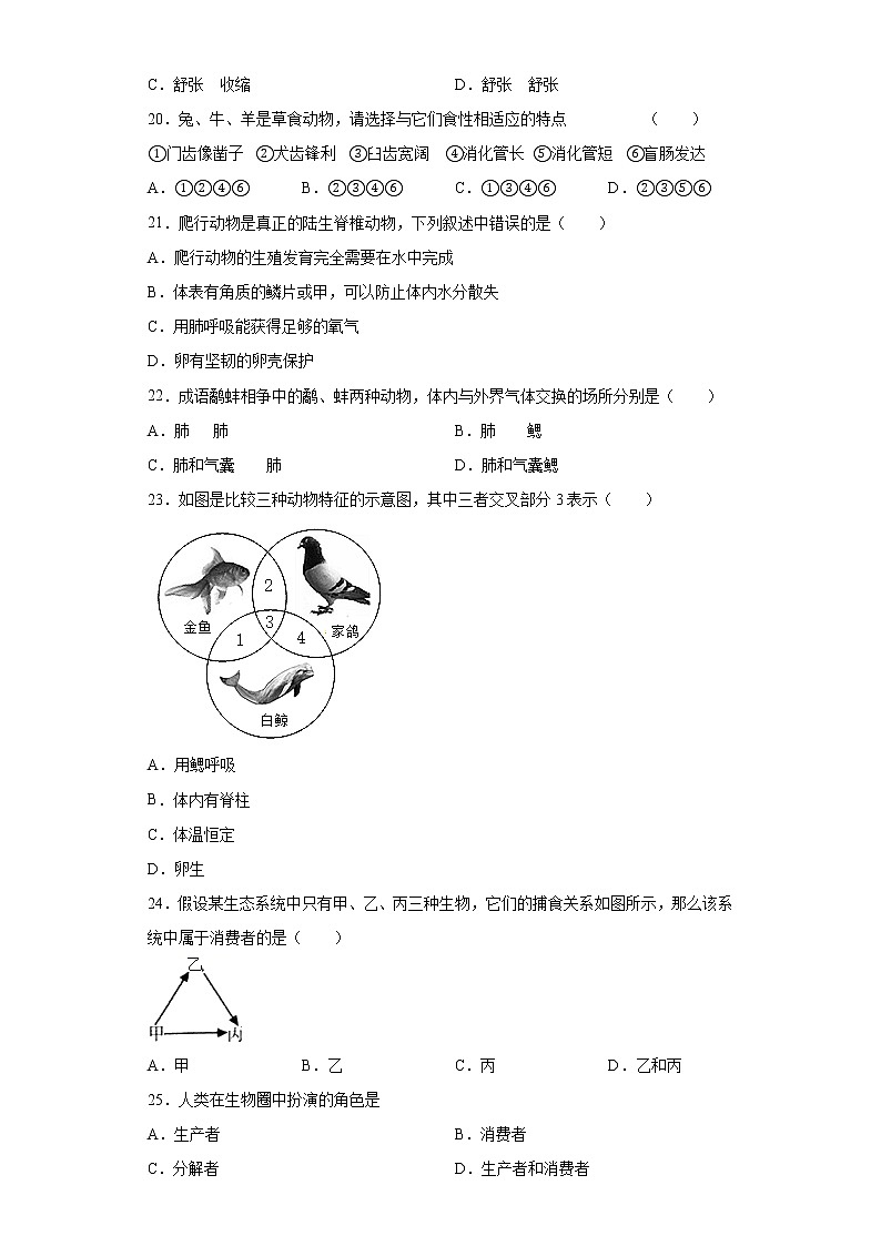湖南省怀化市会同县2020-2021学年八年级上学期期末生物试题（word版 含答案）第3页