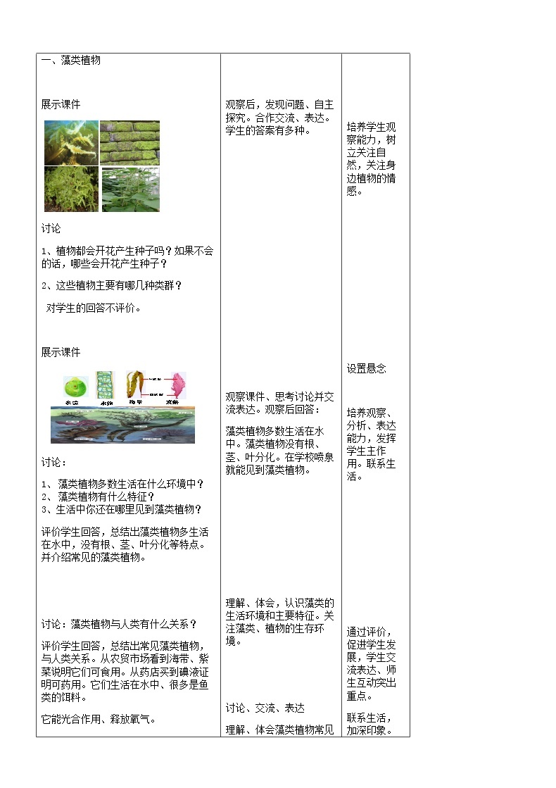 七年级生物上册3.1.2藻类苔藓和蕨类植物教案02