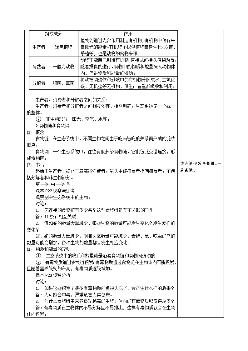 人教版生物七年级上册1.2.2《生物与环境组成生态系统》教案02