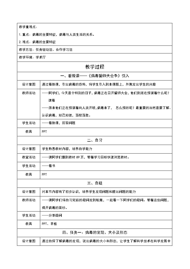 人教版（新课标）八年级生物上册：5.5 病毒-教案02