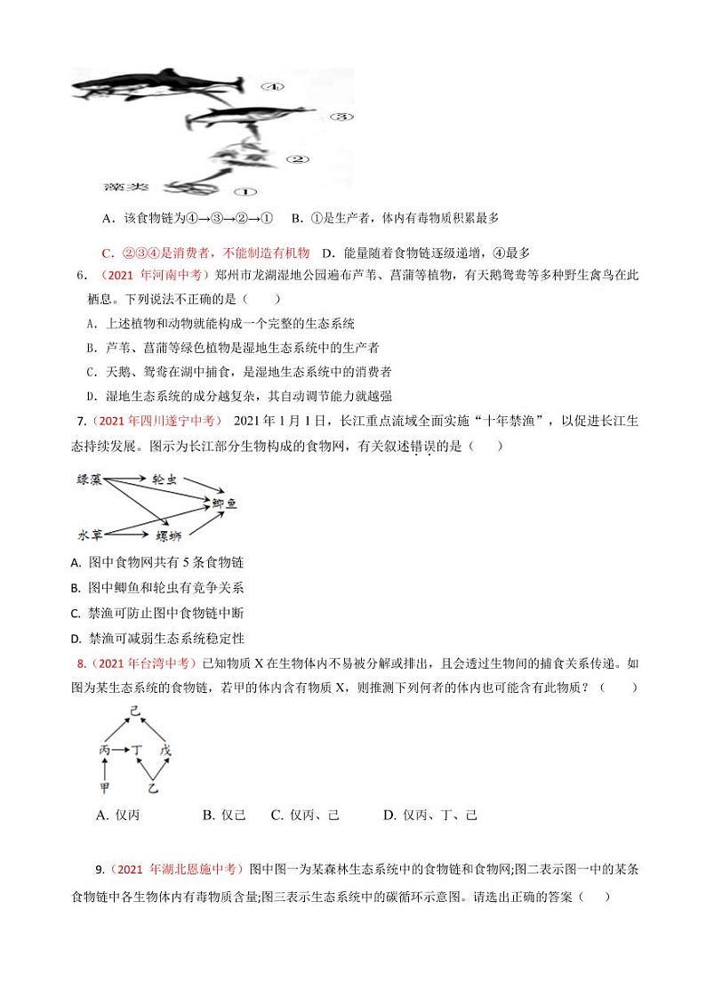 2021年全国中考生物真题分类汇编：生态系统专项复习解析版第2页