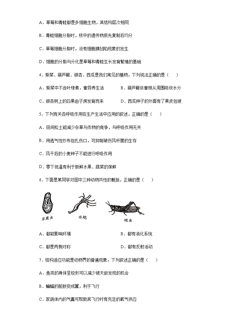 山东省潍坊市2020年中考生物试题及参考答案第2页