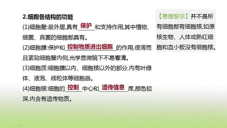 新人教版中考生物复习第二单元生物体的结构层次第04课时细胞的结构和生活课件第3页