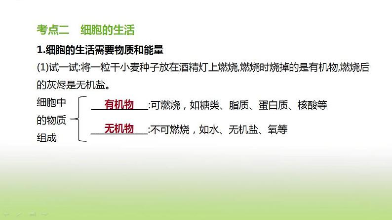 新人教版中考生物复习第二单元生物体的结构层次第04课时细胞的结构和生活课件第8页