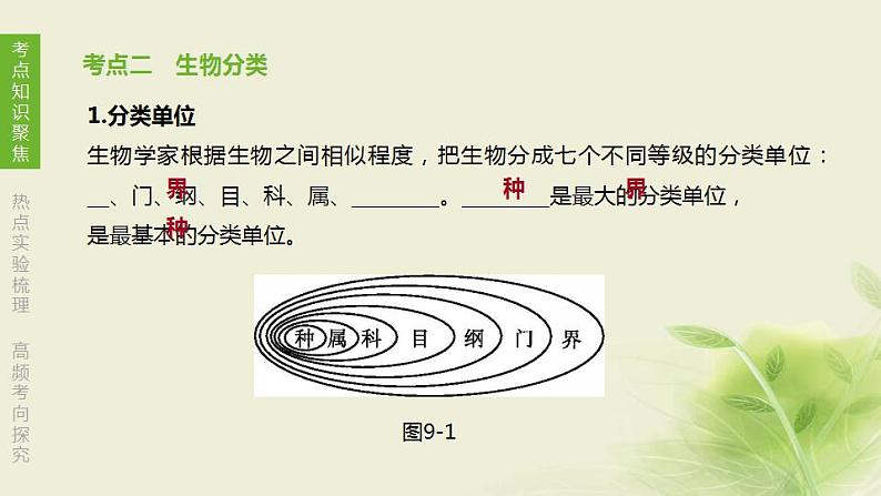 徐州专版中考生物复习第五单元环境中生物的多样性第09课时生物的命名和分类课件第3页