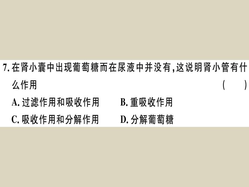 （新人教版）七年级下册第五章人体内废物的排出检测卷课件（生物）第5页