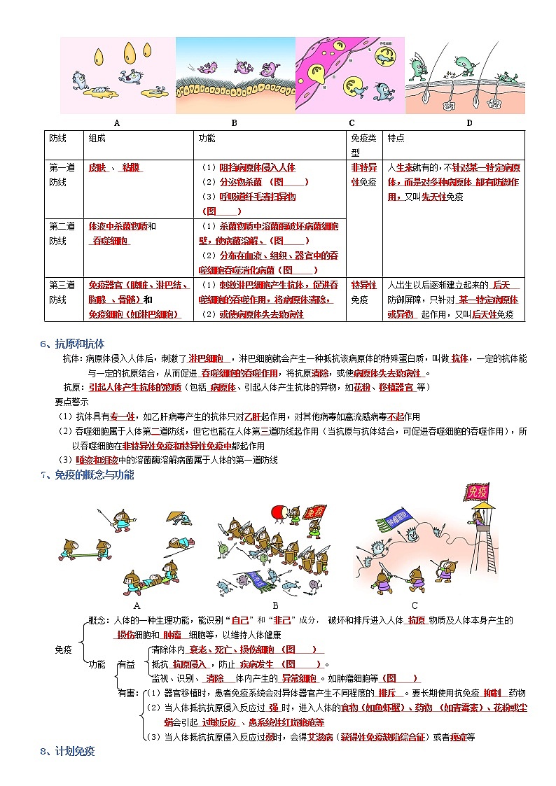 专题08 健康地生活-2022年中考生物必背知识清单（含答案）学案02