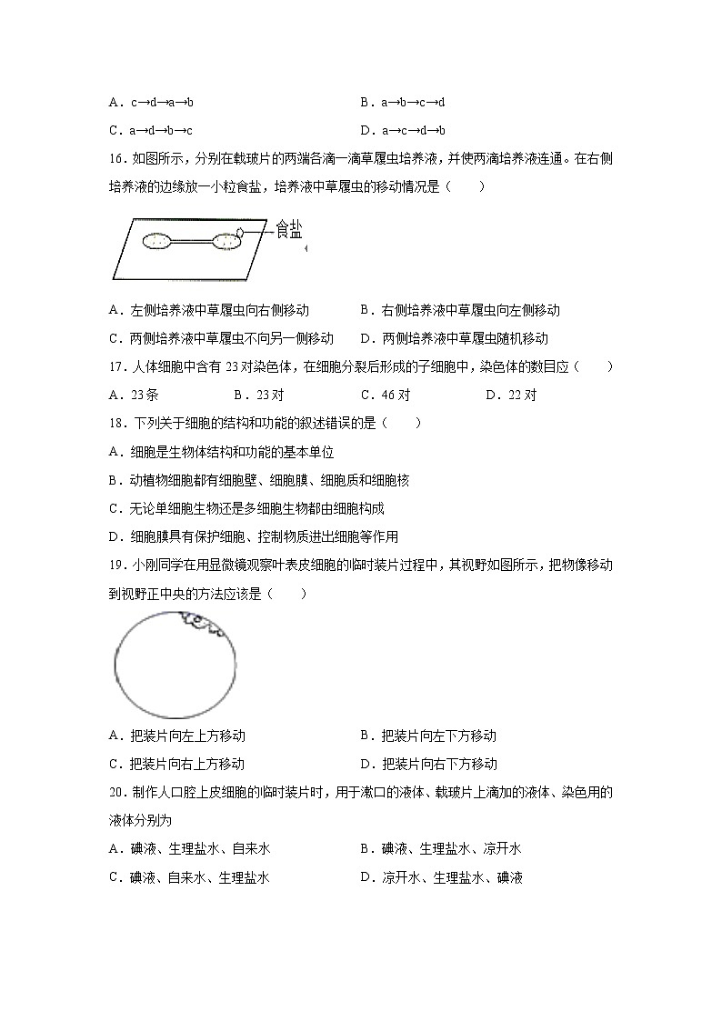 江苏省东台市第五联盟2021-2022学年七年级上学期期中质量检测生物【试卷+答案】第3页