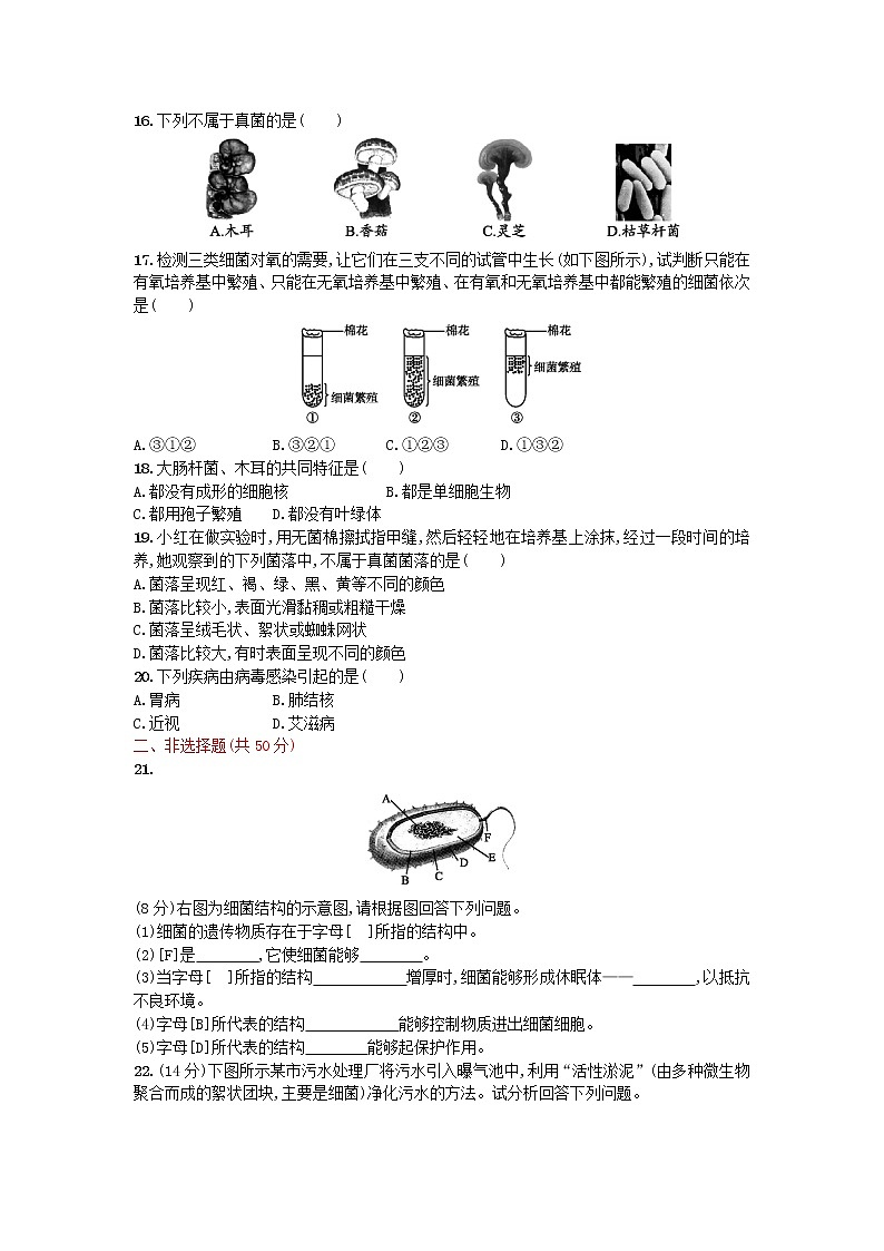 2021-2022人教版八年级上册生物 第五单元第四、五章 测评练习 习题03