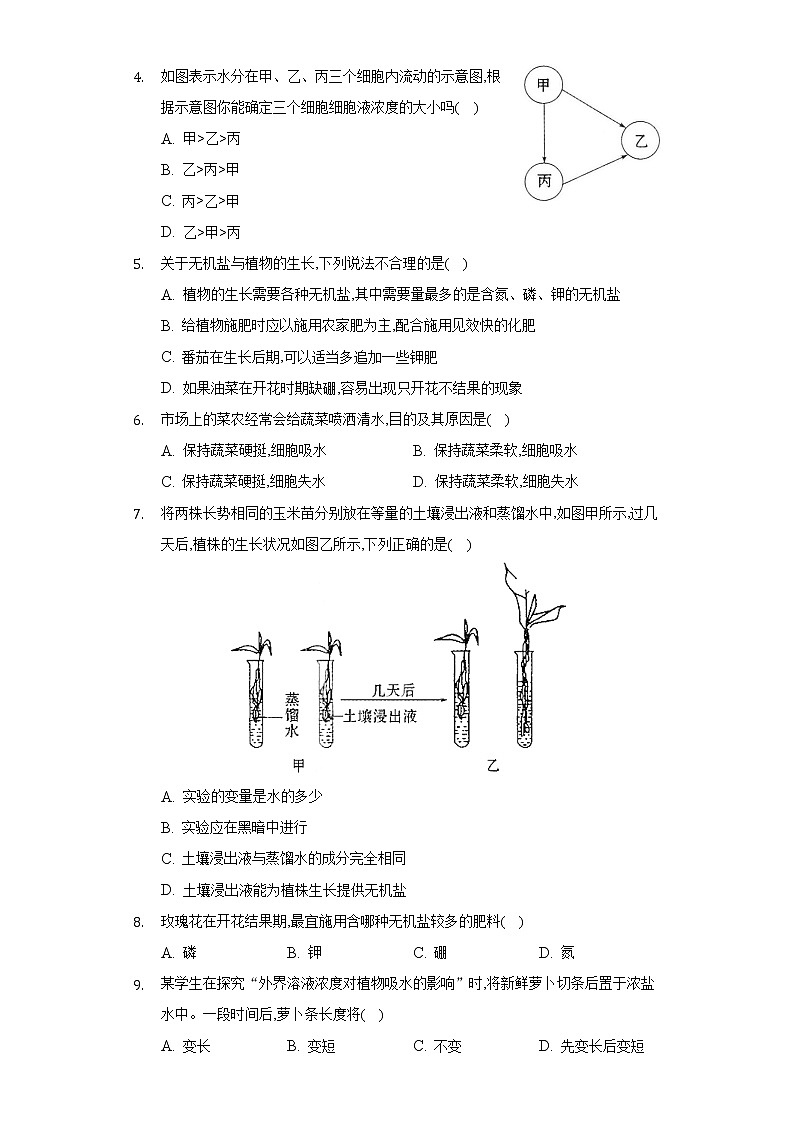 5.3呼吸作用    同步练习    北师大版初中生物七年级上册02