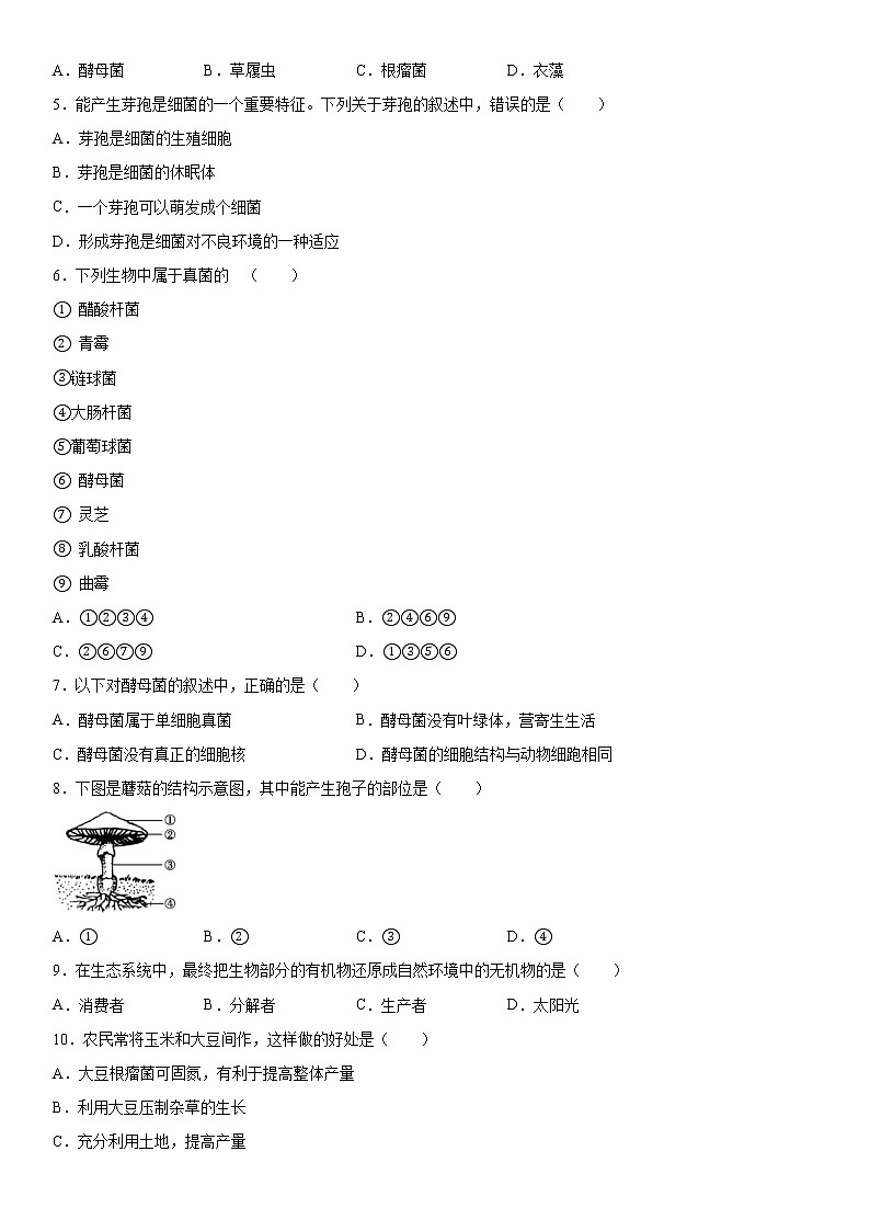 2019-2020学年八年级上学期重庆市荣昌区荣隆镇初级中学第三次月考生物试题（学生卷）第2页