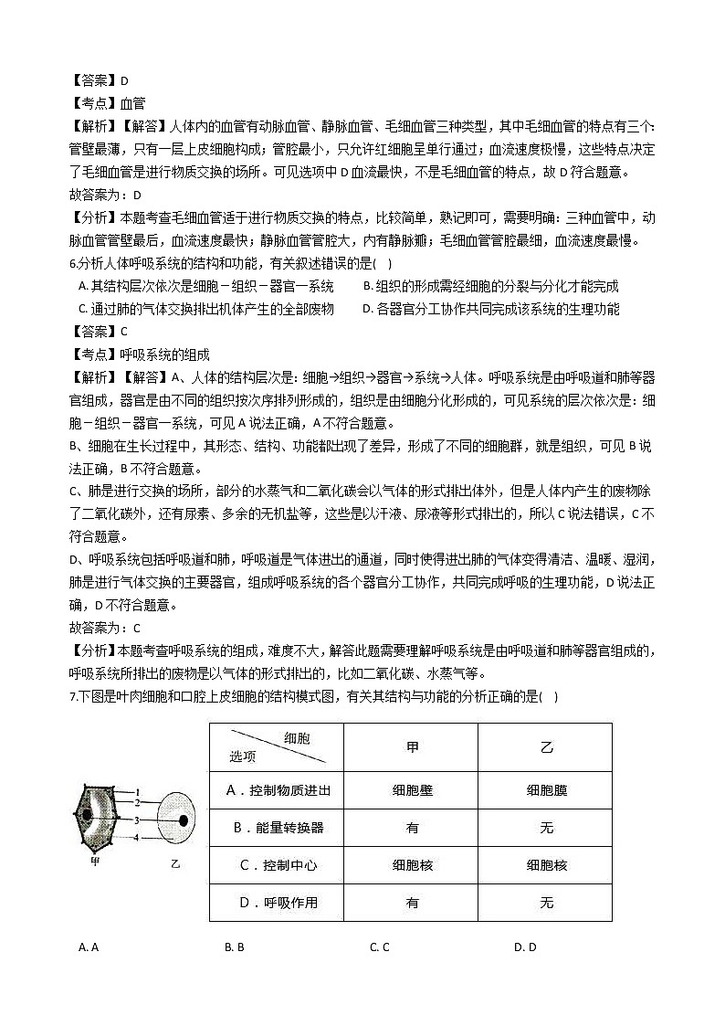 2018年四川省绵阳市中考生物试卷（解析版）03