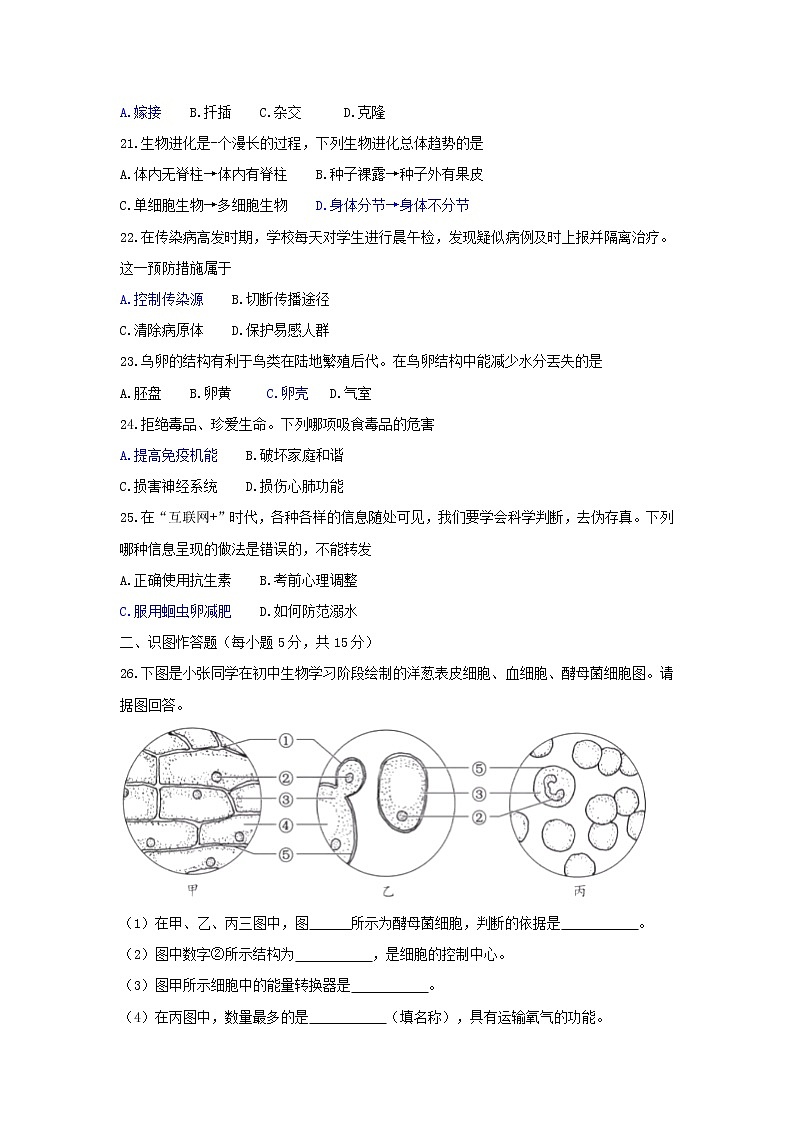 2018年湖南省长沙市中考生物真题试题（含答案）03