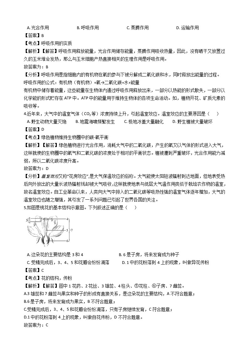 2018年四川省德阳市中考生物试卷（解析版）02