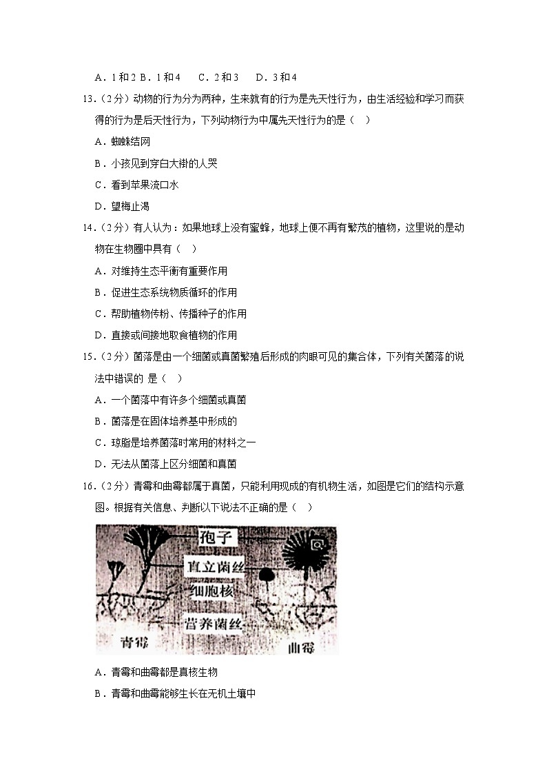 2018-2019学年湖北省武汉市黄陂区八年级（上）期末生物试卷（解析版）03