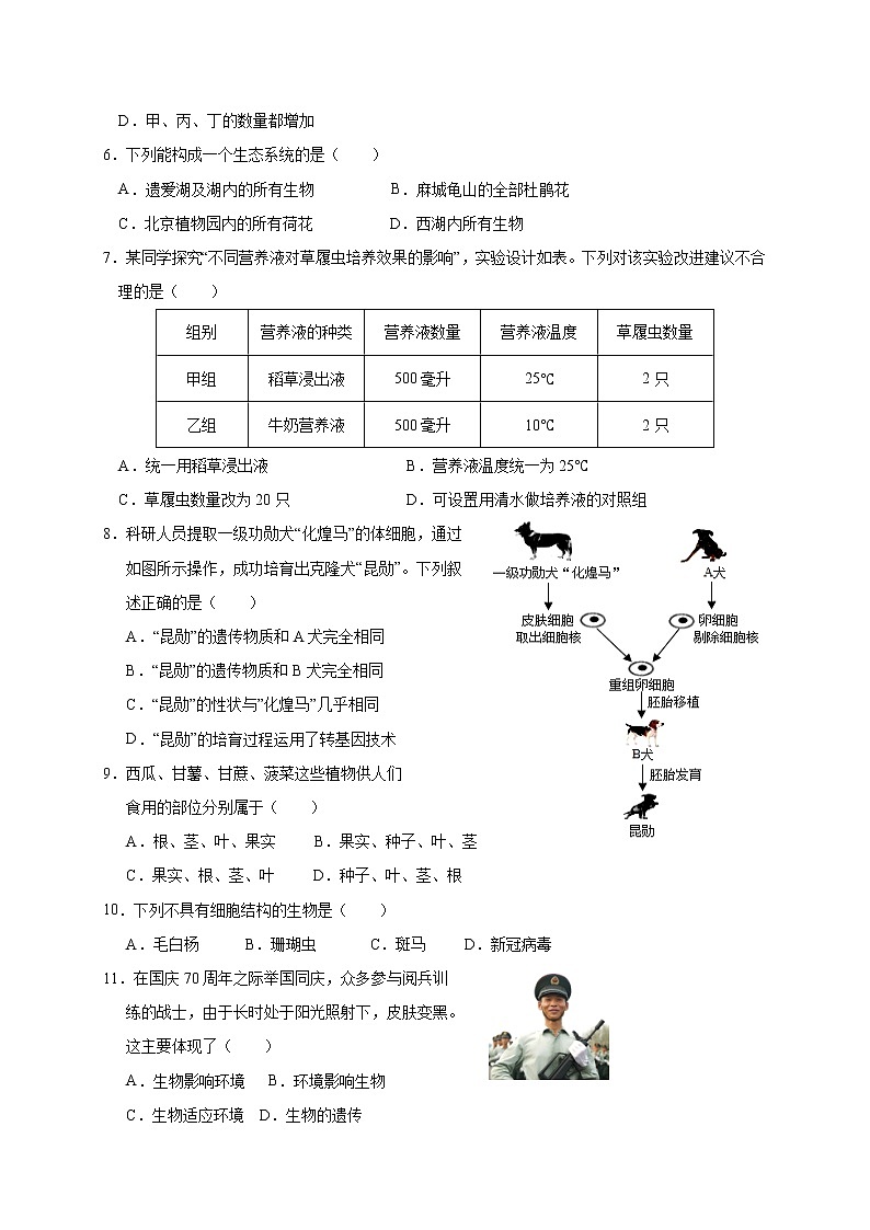 湖北省黄冈麻城市2021-2022学年七年级上学期期中联考生物试题（word版 含答案）02