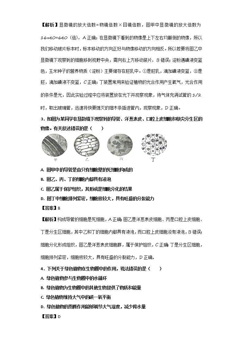 山东省菏泽市2018年中考生物试题（含解析）02