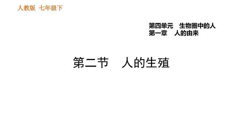 人教版七年级下册生物 第1章 4.1.2 人的生殖 习题课件01