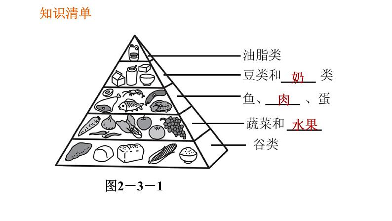 人教版七年级下册生物 第2章 4.2.3 合理营养与食品安全 习题课件第4页