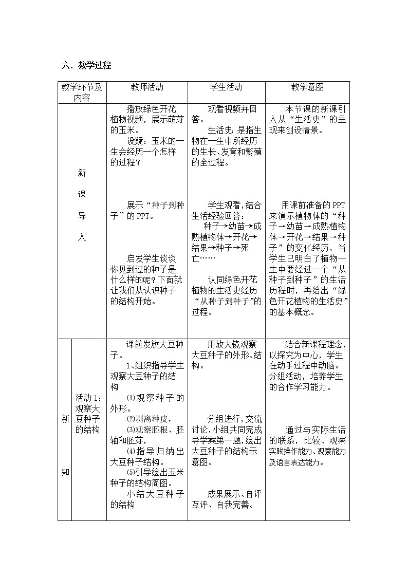 北师大版生物七年级上册 6.1 种子萌发形成幼苗(11)（教案）第2页