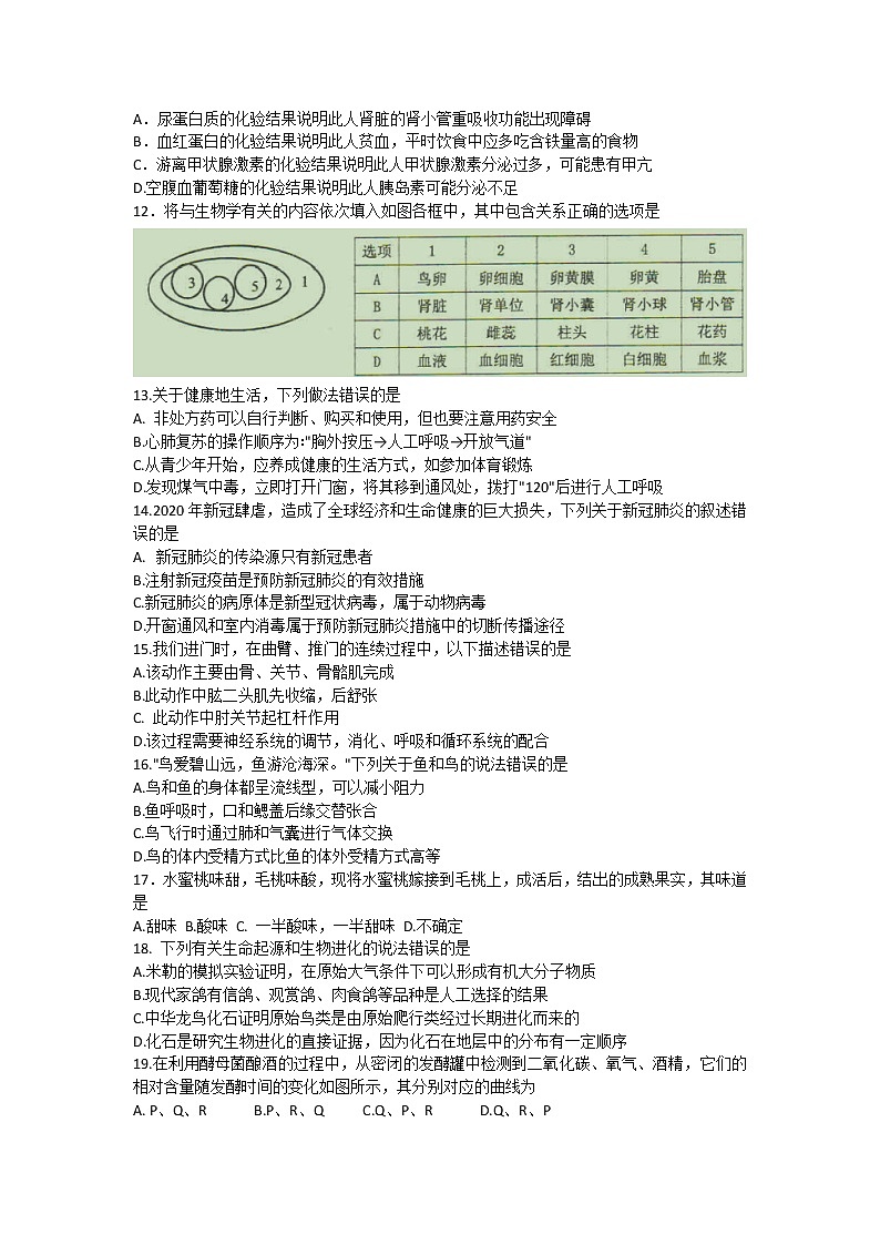 2020年山东省济南市莱芜区（五四制）中考一模生物试题03