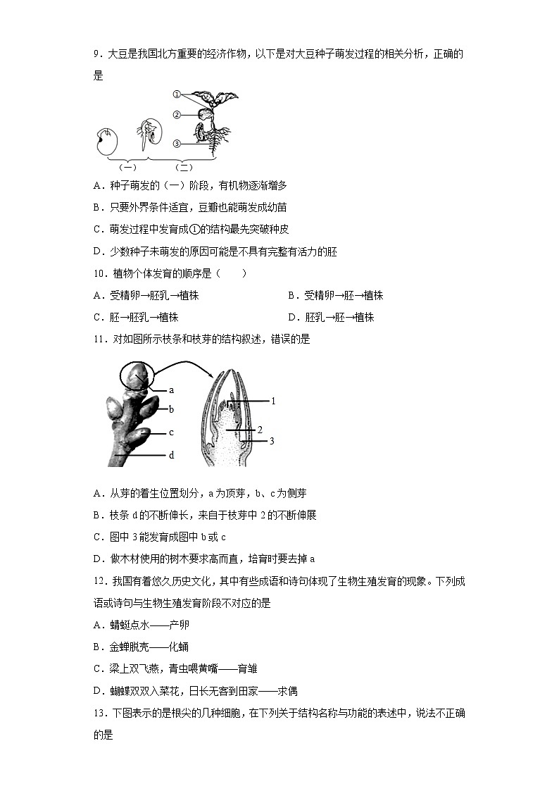 山东省济南市槐荫区2021-2022学年八年级上学期期中生物试题（word版 含答案）03