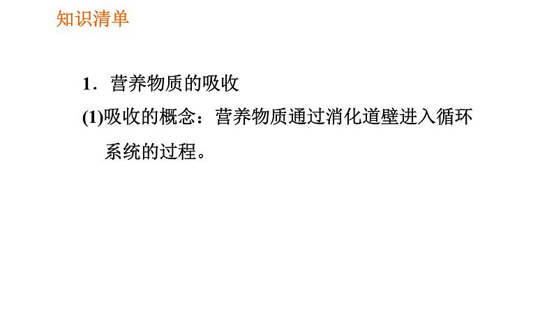 人教版七年级下册生物 第2章 4.2.2.2 营养物质的吸收 习题课件第2页