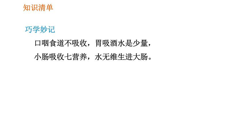 人教版七年级下册生物 第2章 4.2.2.2 营养物质的吸收 习题课件第4页