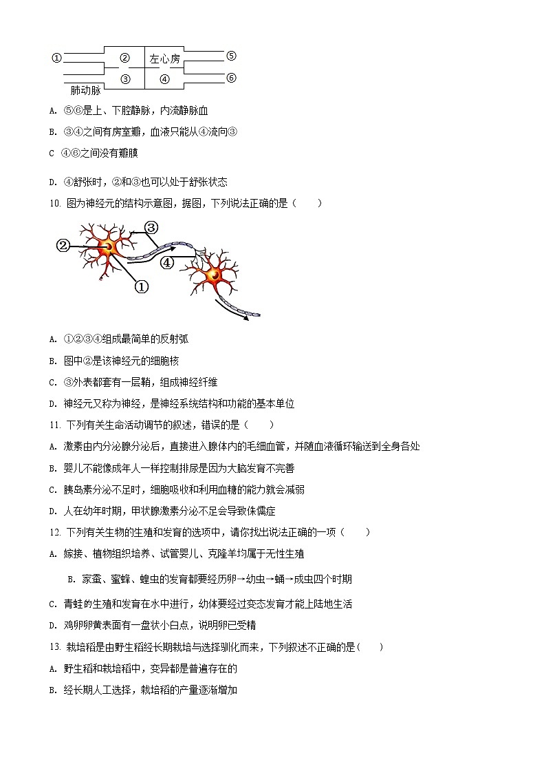 精品解析：2020年内蒙古呼和浩特市中考一模生物试题03