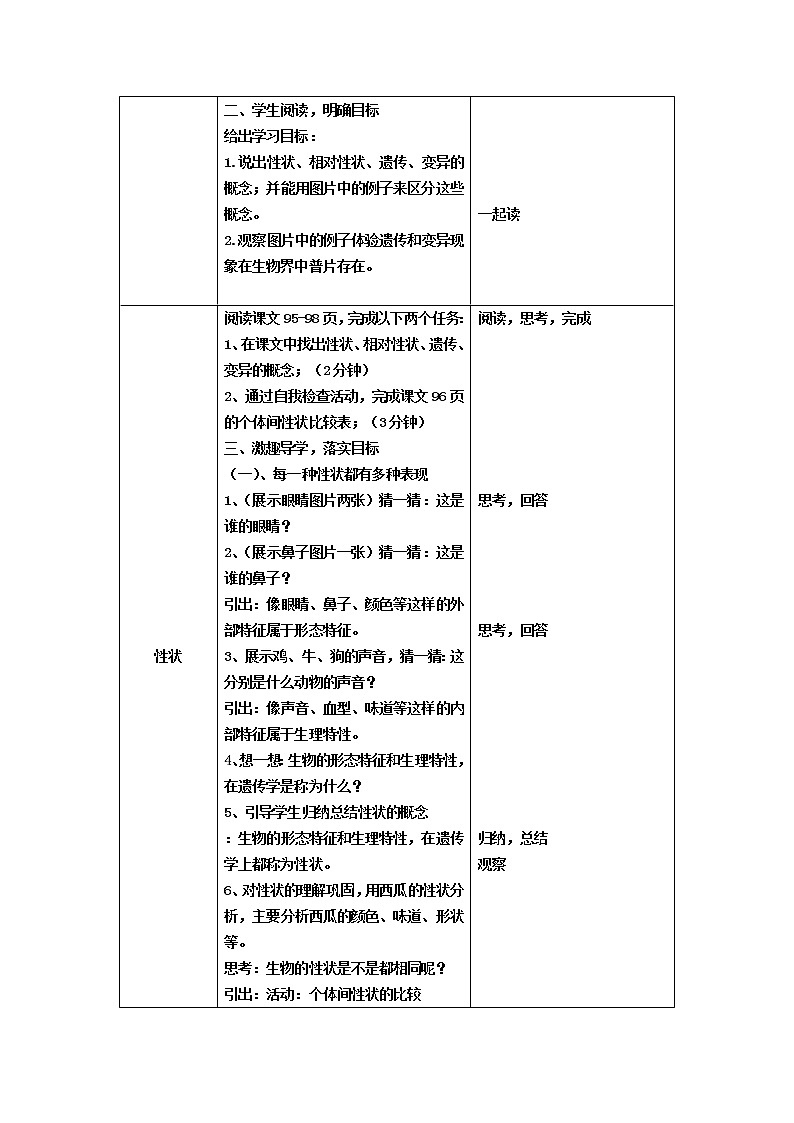 北师大版生物八年级上册 第20章 第1节 遗传和变异现象(7)（教案）02